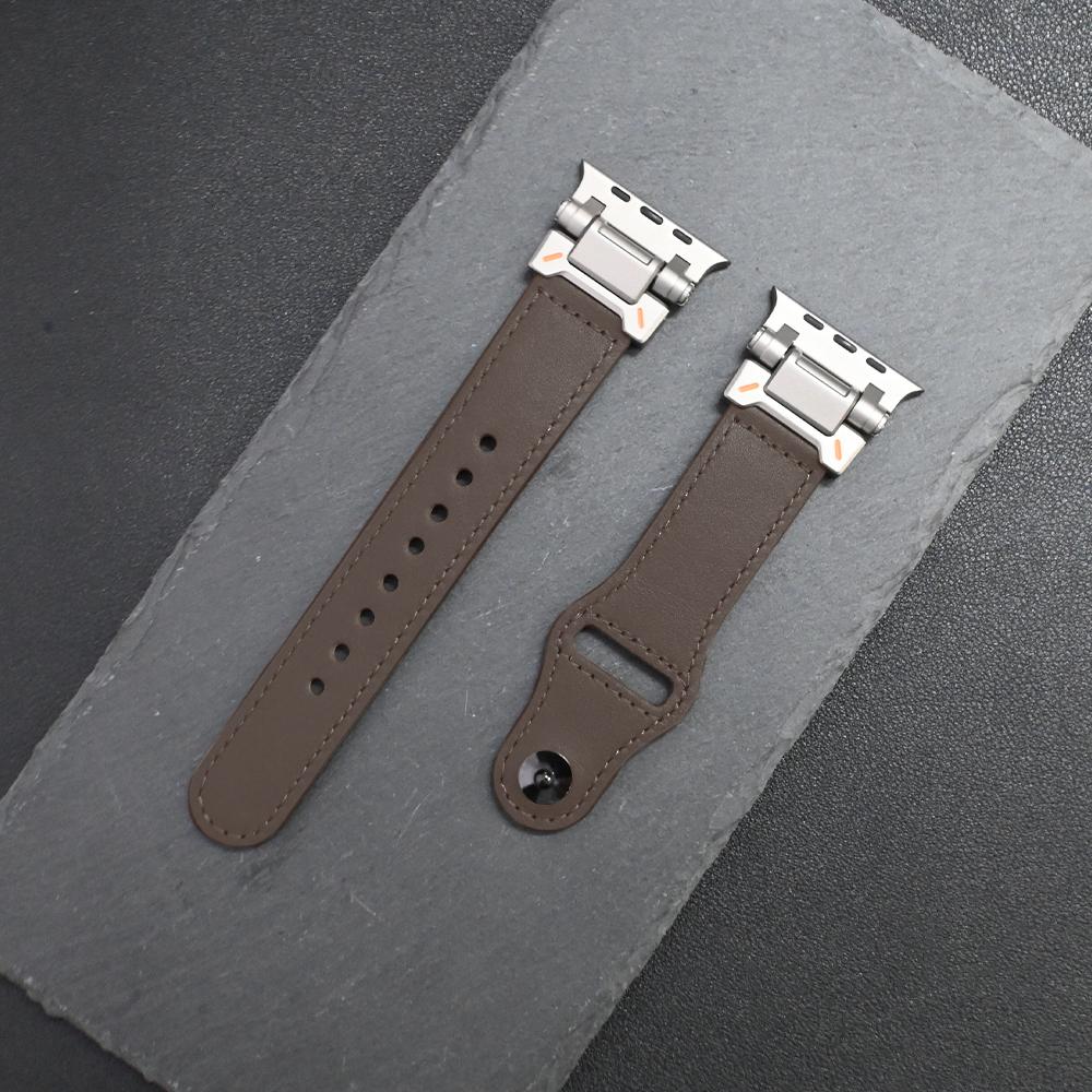 Роскошный кожаный ремешок для Apple Watch Ultra 3 2 49мм 46мм 45мм 44мм Correa Мужской Петля Браслет Iwatch Серии 11 10 9 8 7 6 5 4 SE 3