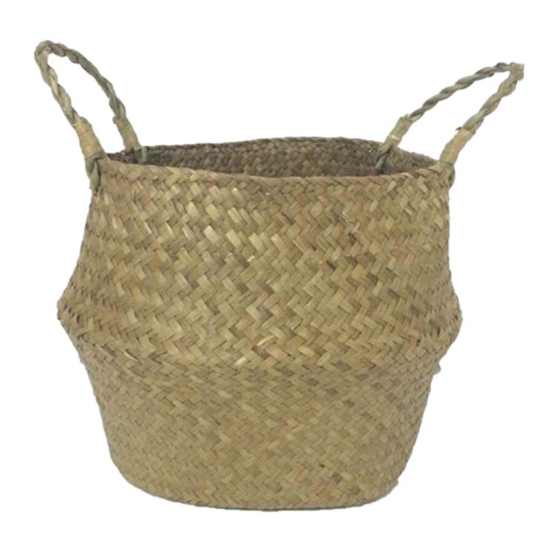 23/27/32cm Rattan Woven Hanging Flower Basket Collapsible Hanging Planter Eco-Friendly Home Clothes Storage Daily Storage Supply