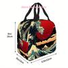 1pc Thermal Insulated Bag with Ocean Wave, Boats & Red Sun Design - Non-Food Contact Thermal Insulation for Hot/Cold Items, Port