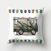 Happy Caravan Owl Camper Pattern Cushion Pillowcase Polyester Cushion Cover Throw Pillow Sofa Living Room Decoration Pillowcover