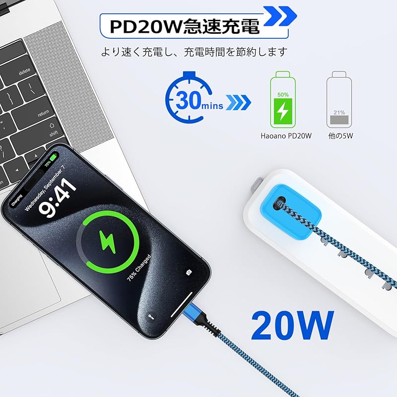 Кабель для зарядки iPhone16 типа c 2 шт. [0,3 м + 0,9 м] короткий совместимый с PD 20 Вт быстрая зарядка передача данных usbc на кабель Haoano android кабель для зарядки
