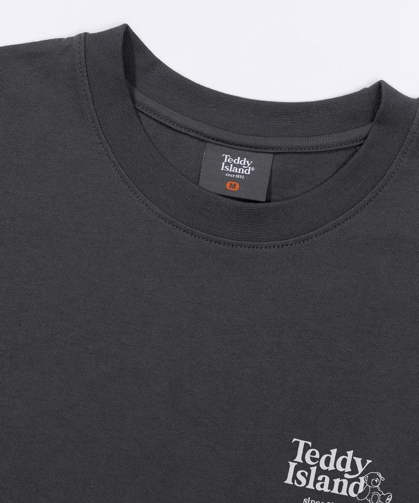 TEDDYISLAND S Lettering Logo Teddy Short Sleeve Charcoal