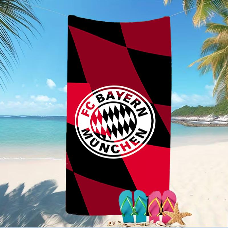 Beach Towel with FC Bayern München logo Pattern - soft,absorbent,machine washable Lightweight&Modern,swimming,Travel Essentials