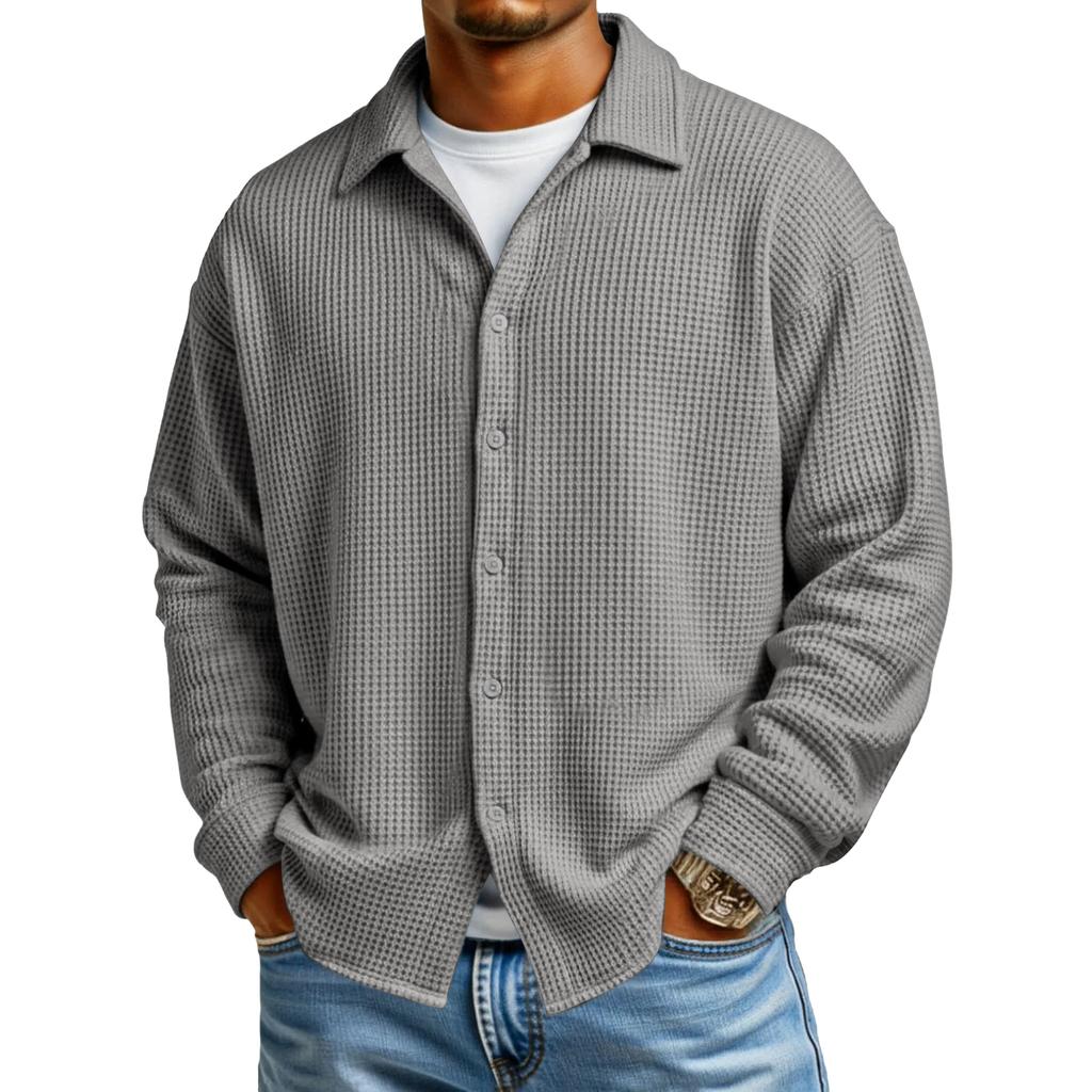 Мужская повседневная рубашка с длинным рукавом на пуговицах