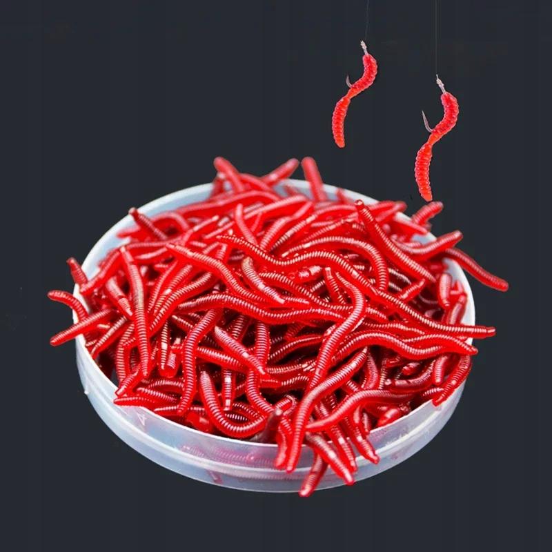 Artificial Worms Red Earthworm Dendrobena Muck 3.5 Cm 100X