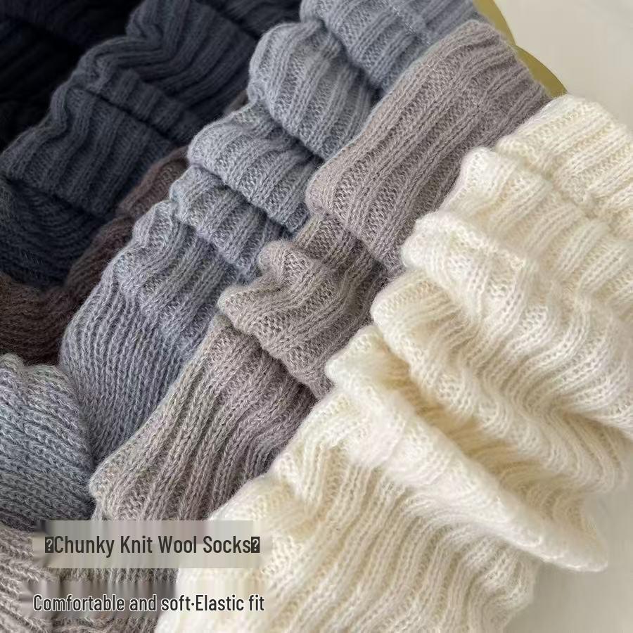 Женские вязаные гетры со штрипками в стиле Y2K - Толстые, теплые гольфы до колена для осени и зимы