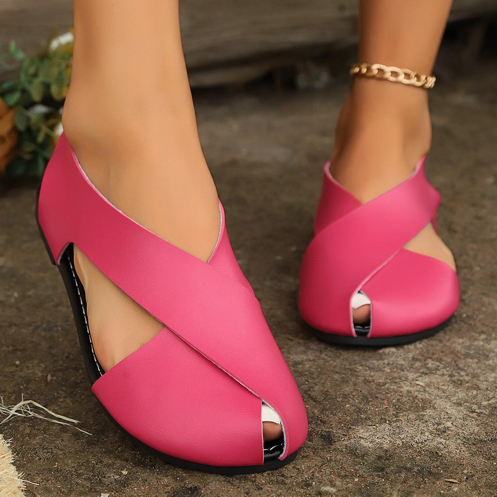 Женские кожаные сандалии-гладиаторы с закрытым носком и эластичными перекрестными ремешками, европейский и американский стиль, удобная летняя обувь широкой полноты