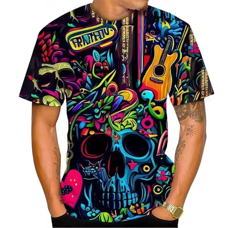 Fun Graffiti Street T-shirt 3D Printed Men's Hip Hop Summer Cool Tee Shirt Casual Youth Popular Personality Short Sleeve Top