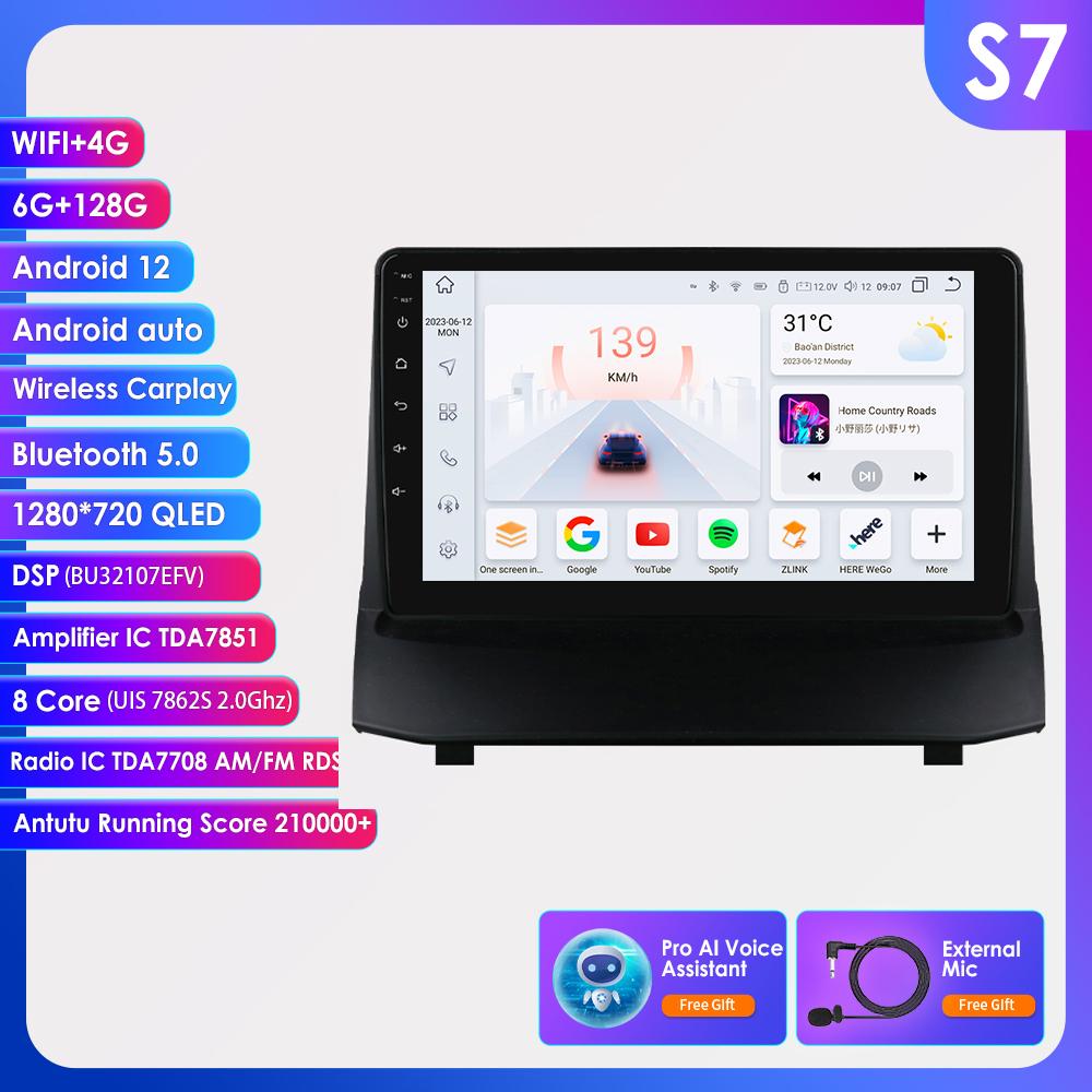 2din Android-авторадио для Ford Fiesta 2009-2017 Автомобильный радиоприемник Мультимедийный видеоплеер GPS-навигация Головное устройство с интеллектуальным экраном Carplay 4G WIFI DSP