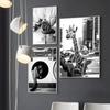 Винтажная мода Настенное искусство Постер Принт Черно-белая Картина на холсте Домашний декор Женские картины Гостиная Cuadros