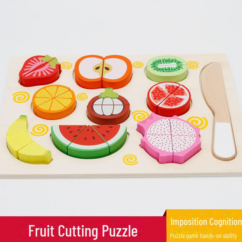 Деревянный набор игрушек-головоломок для резки фруктов для детей: Кухонный игровой набор и набор для барбекю