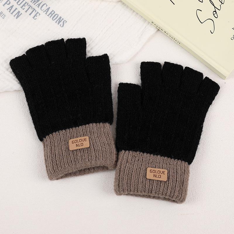 Женские вязаные перчатки без пальцев с сенсорным экраном в корейском стиле - Теплые, Нескользящие, Защищающие от холода для осени и зимы