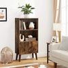 Retro Bookcase, 2-Tier Half-Fold with Doors, Storage Cabinet for Books, Photos, Decorations, In Living Room, Office, Library