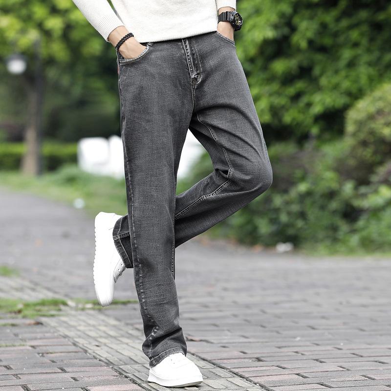 Весенние джинсы, мужские эластичные свободные широкие брюки, мужские джинсы для толстого парня, большая мужская одежда