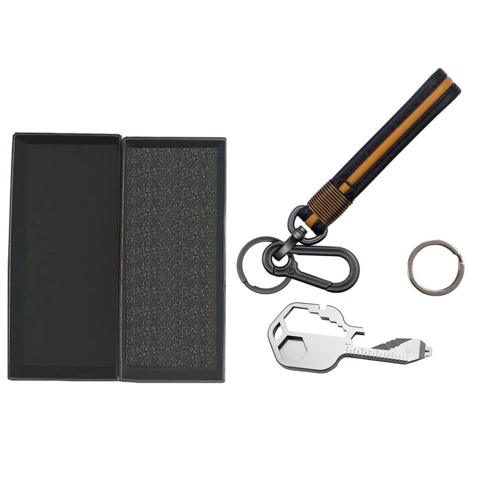 LYGGIE Tool Leather Cord Keychain Kit Portable Mini Tool Leather Cord Keychain for and Outdoor Use Multi-Tool All-Purpose Key-Shaped Multi-Function