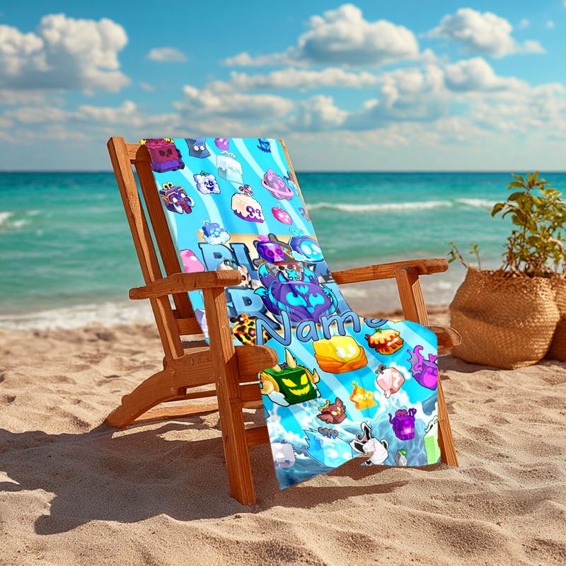 Personalized customized proof beach towel with Game Blox Fruits pattern - soft, absorbent, quick-drying, perfect swimming, camping&bathing