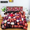 Комплект постельного белья с шоколадным принтом, десертный пододеяльник с конфетами, пододеяльник для девочек, односпальный, двуспальный, королевский, 2/3 шт., полиэстеровый пододеяльник