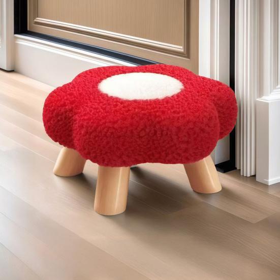 Цветочный табурет с деревянными ножками, подушка из облачного бархата, подставка для ног, табурет для гостиной, спальни, дивана, софы, под стол, мягкое сиденье, туалетный табурет