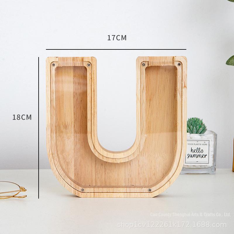 Деревянная акриловая буква-копилка Cross-Border: Креативная современная прозрачная банка для денег