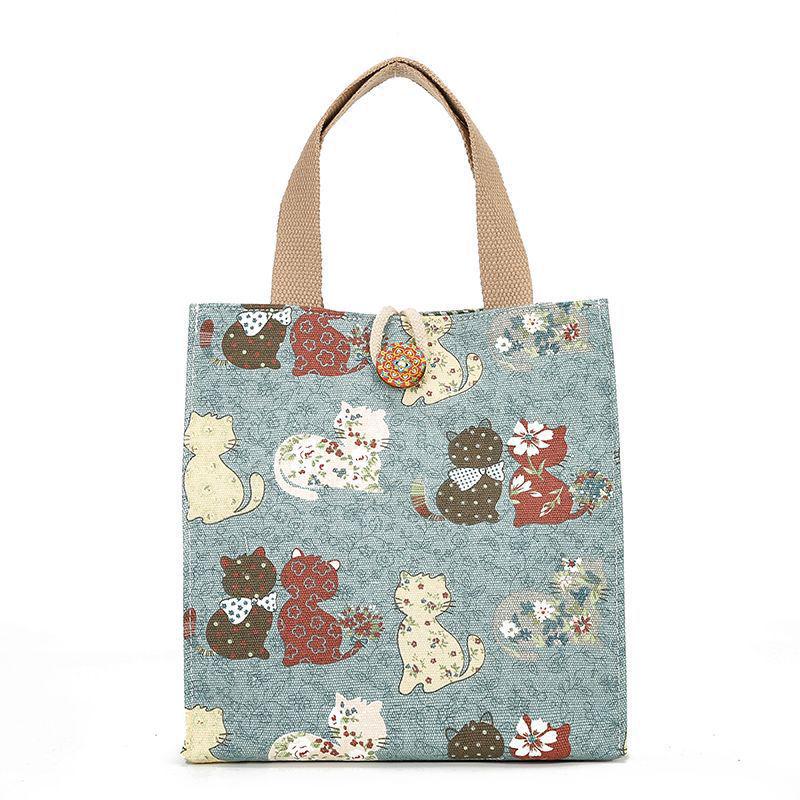 Fashionable Japanese Canvas Bento Bag - Stylish Lunch Tote for Office Workers and Moms
