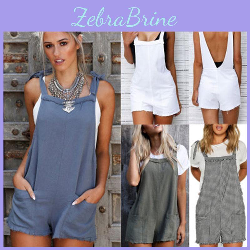 Womens Stylish Summer Bib Pants Shorts Playsuit With Comfortable Fit And Trendy Design