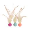 1 Pc/3 Pcs Interactive Feather Ball Toy Mini Bouncy Basketball Soccer Baseball with Feather Pet Training Catcher Toy for Indoor Cats