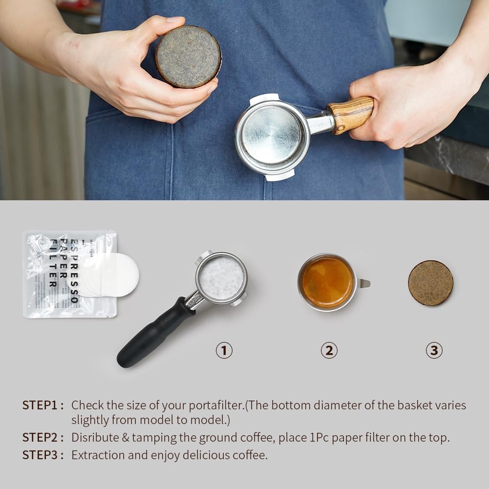 Watchget Coffee Paper Filter Round Espresso Pack Screen Replacement Paper 51mm Disposable Coffee Espresso Maker Compatible with Moka Pot 100 Sheets