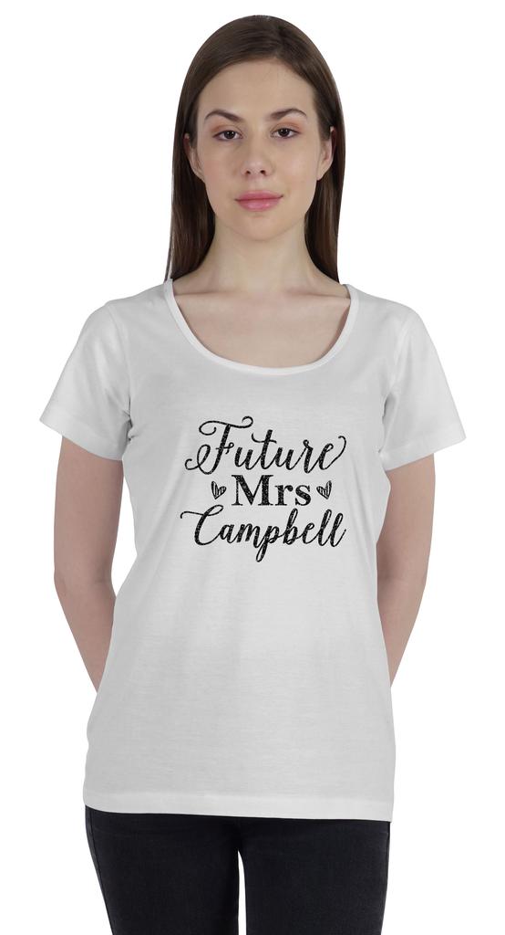 Inkdotpot Персонализированная женская футболка с надписью «Будущая миссис» на свадьбу