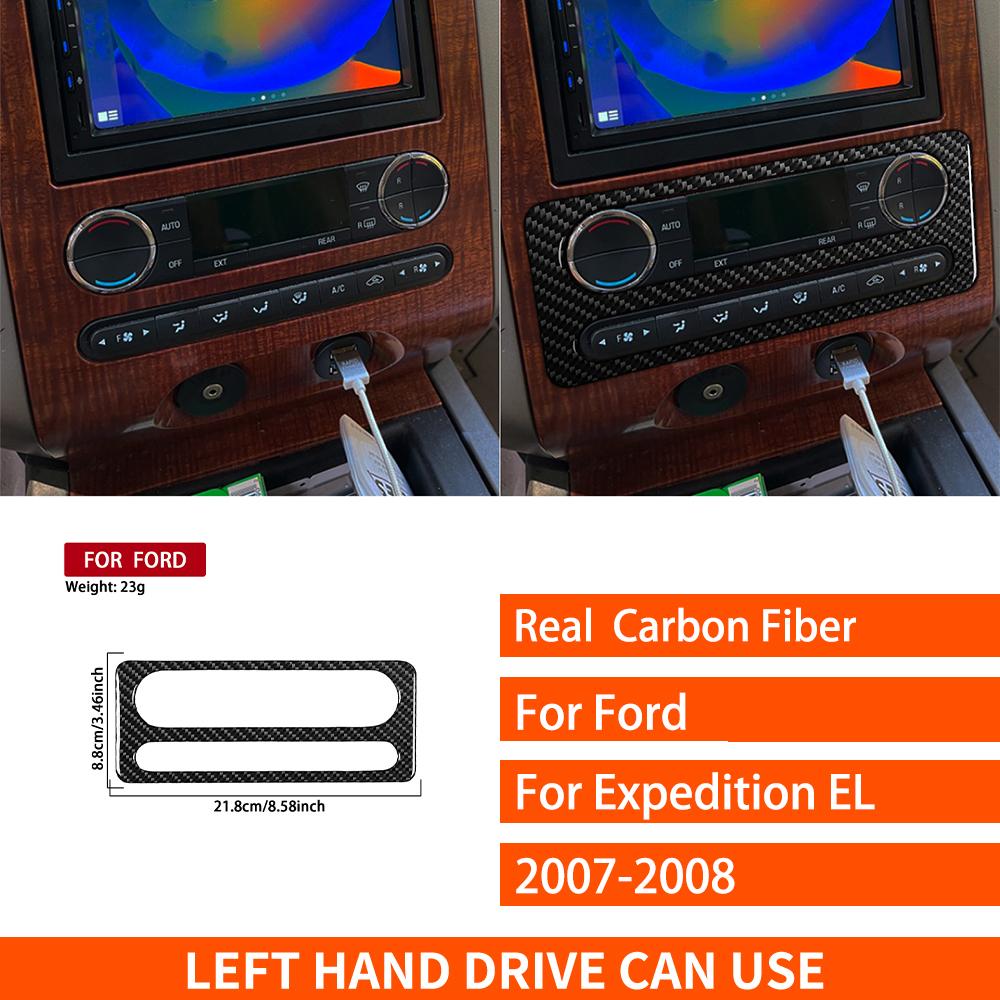 For Ford Expedition 2007-2014 Real Carbon Fiber Stickers Centre Radio AC CD Gear Shift Door Panel Car Accessories Decorative