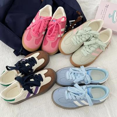 Женская обувь Осень Новинка Гонконгский стиль Повседневная обувь на доске Мягкая подошва Шнуровка Женские кроссовки Для ходьбы Балетки