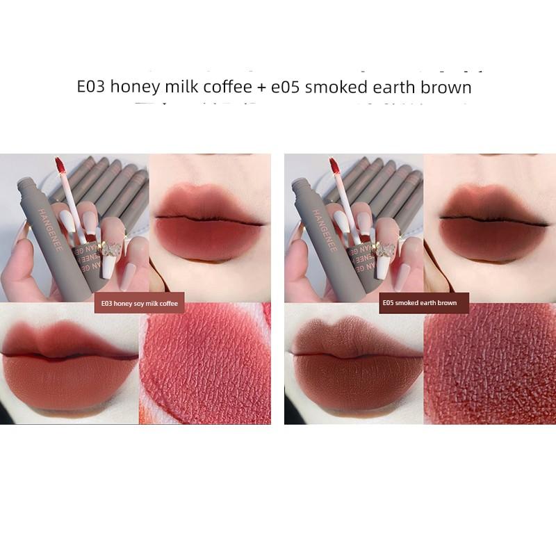 Fingertip Lip Lacquer Matte Finish Velvet Lip Mud Does Not Fade No Stain on Cup Niche Style Brand Student Plain Lipstick for Women