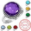 925 Sterling Silver Ring Women Gemstone Handmade Jewelry New Year Gift Amethyst Sapphire Blue Topaz Citrine Emerald Iolite Peridot Ruby Boho