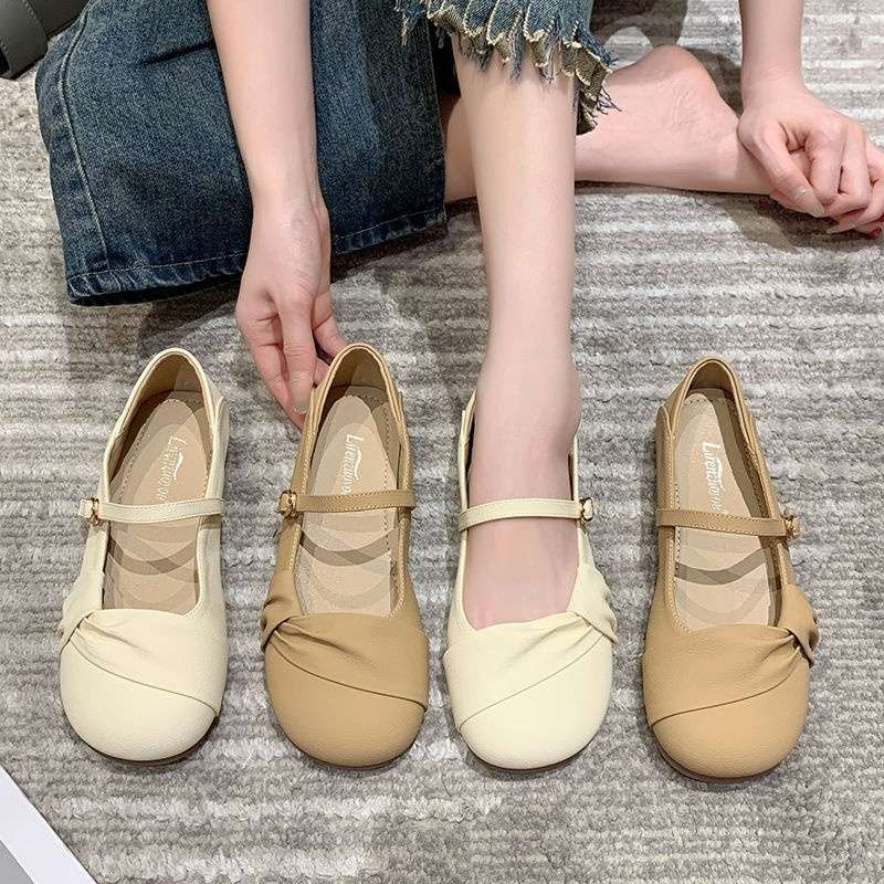 Xiaoxiangfeng Single Shoes Women's Summer Soft Flat Bottom 2025 New Spring and Autumn Korean Version Mary Jane Evening Gentle Grandma Small Leather Sh