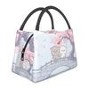 Индивидуальный романтический персиковый и гома моти кошка сумка для обеда женская сумка-холодильник термоизолированный ланч-бокс для офисных поездок