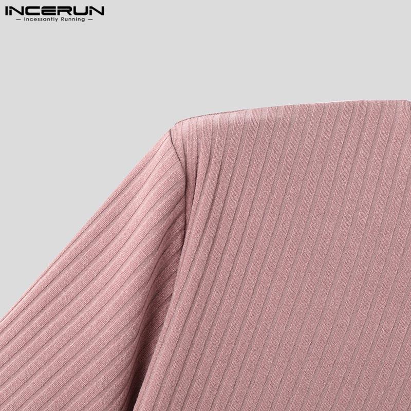 INCERUN Летние мужские повседневные обтягивающие топы с коротким рукавом в полоску футболки