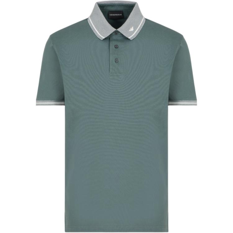 EMPORIO ARMANI Piped Collar Piqué Polo Shirt EM000852-AF12955-F9046