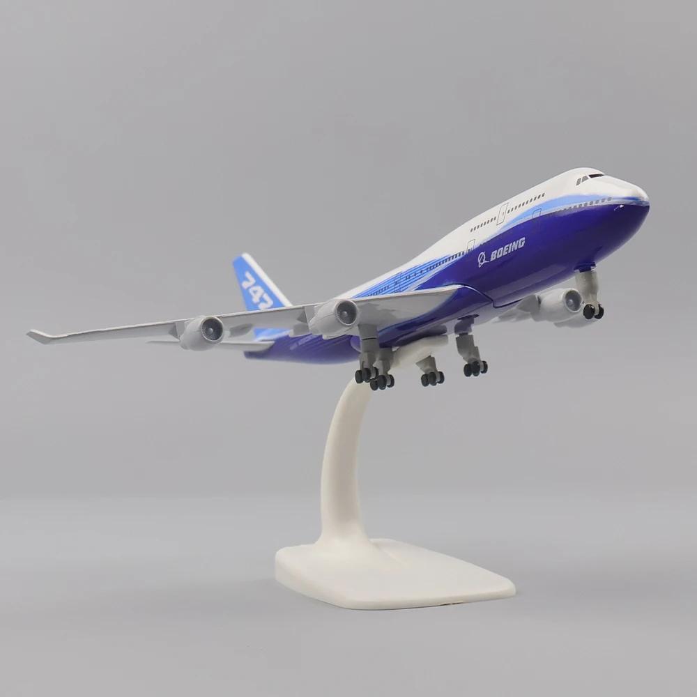 20 см Оригинальная модель самолета B747 Реплика из сплава Сувенирный самолет Подарок с подставкой для колес Коллекционный для любителя авиации