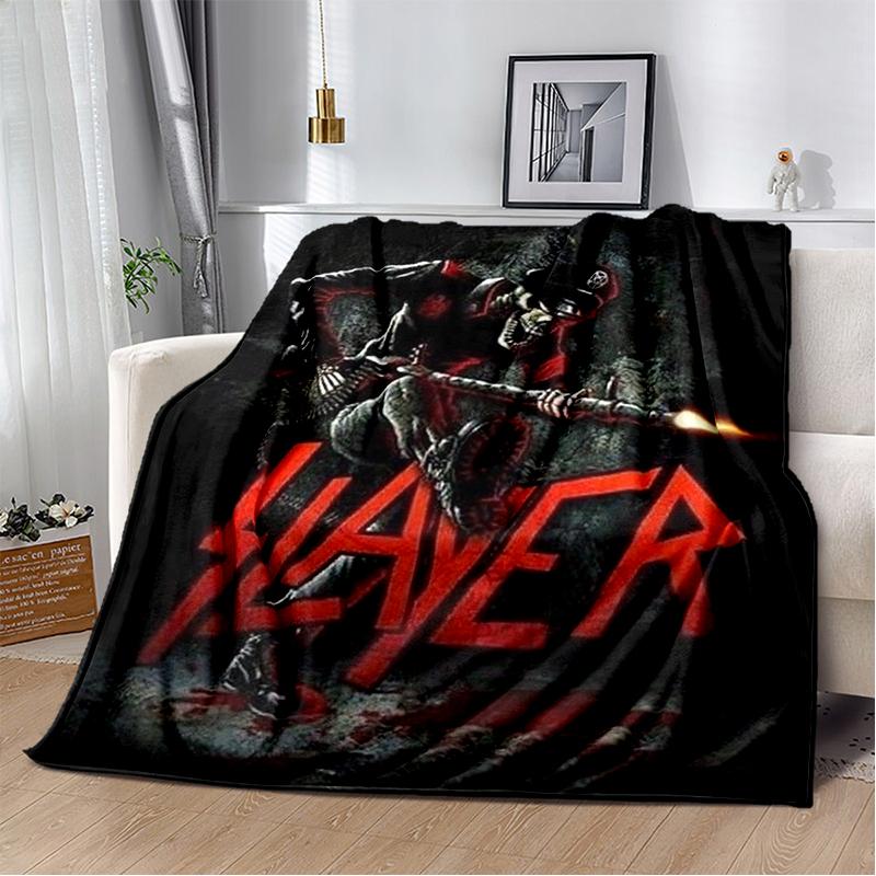 3D ретро одеяло с изображением логотипа группы Slayer, тяжелый металл, рок, мягкое плед-покрывало для дома, спальни, кровати, дивана, дорожное покрытие, подарок для ребенка