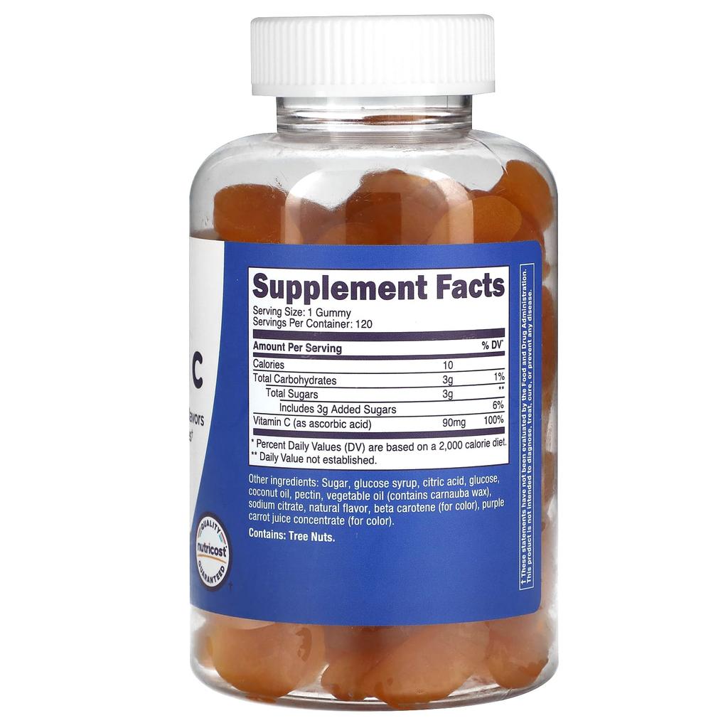 Nutricost, children, vitamin C, ages 4 and up, orange, 90mg, 120 gummies