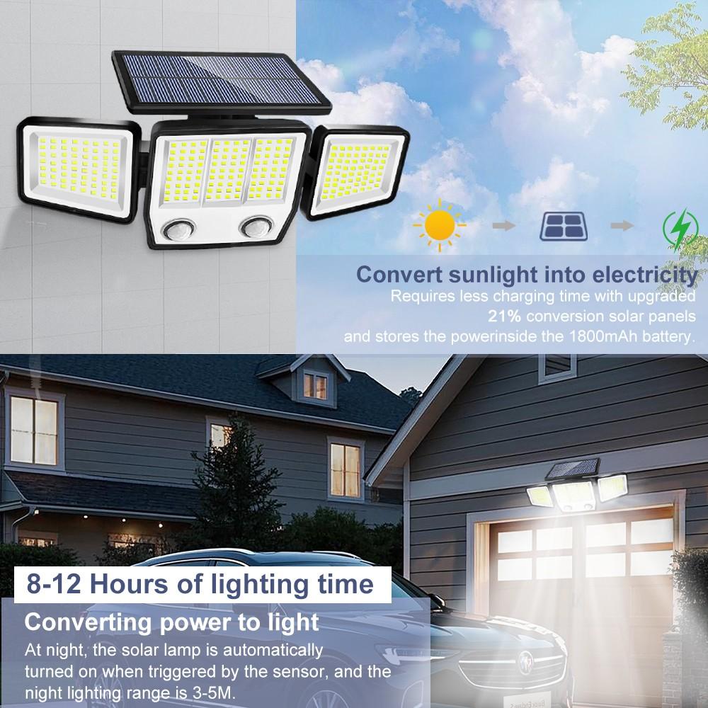 Solar Motion Sensor Outdoor Lights Waterproof 3 Heads 236/223LED Solar Security Lights Waterproof Wall Light Yard Garage Patio
