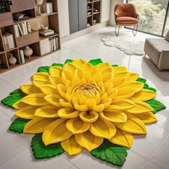 3D Flower Floor Mat Absorbent Large Flower Area Rug Non-Slip Bathroom