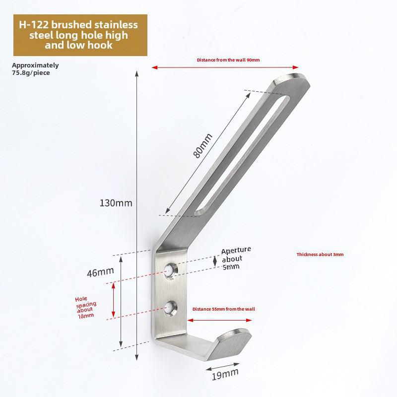 Black Stainless Steel Wall-Mounted Clothes Hook for Bathroom, Kitchen, or Door