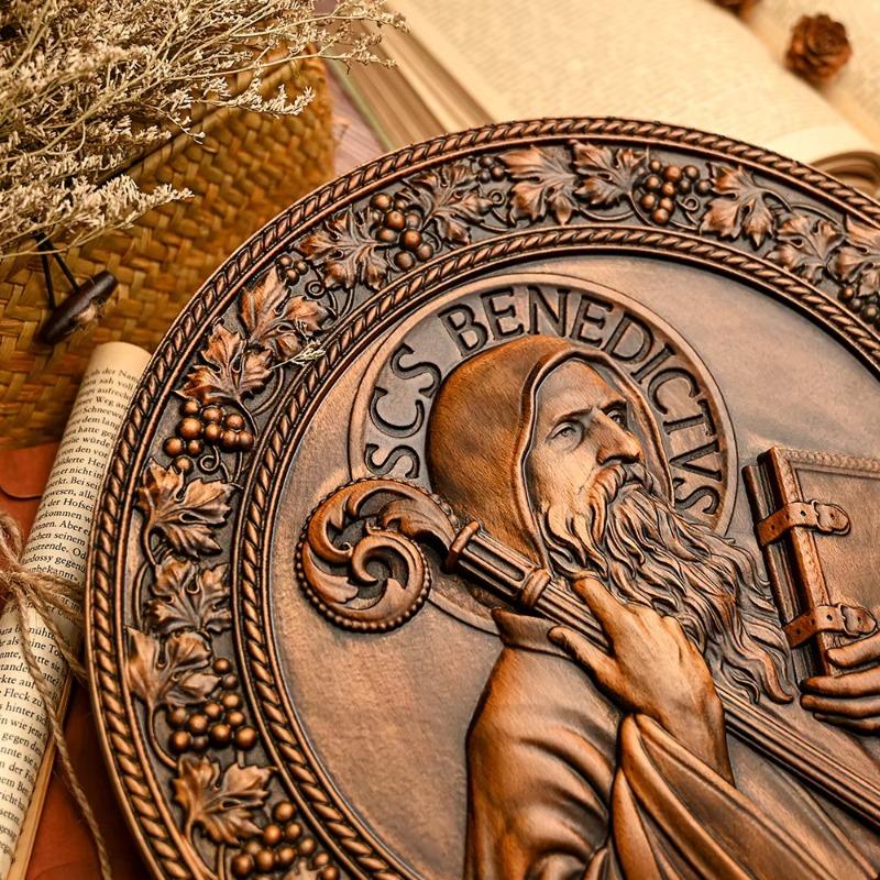 Ретро-статуя Святого Бенедикта, католическая икона, религиозная фигура, церковное украшение, домашняя комната, украшение для рабочего стола