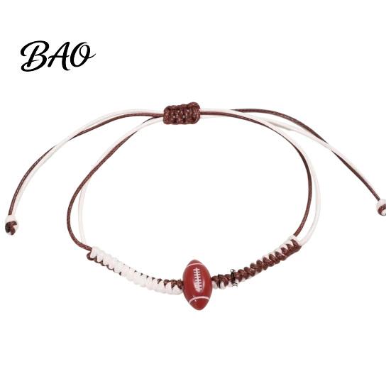 Adjustable Sports Bracelet Themed Braided Bracelet, Hand Woven Rope Wristband with Sporty Daily Wear Accessory Ball Charms, Trendy Wrist Strap