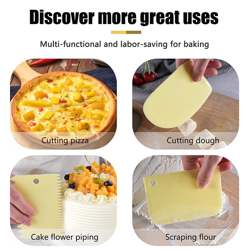 3 шт. скребок для крема, набор для самостоятельной кухни, прямоугольный зубчатый резак для крема, пластиковый скребок для торта, пасты, инструментов для выпечки помадки