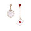 Maiden Alice Dream Clock Poker Asymmetrical Stud Earrings