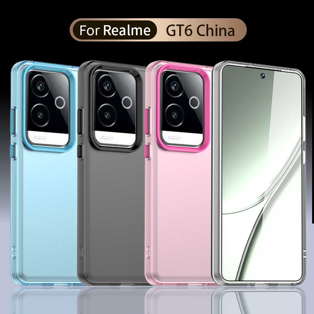 Матовый чехол для Realme GT6 Китайский чехол Realme GT6 Fundas Coque Матовый полупрозрачный ПК TPU край Задний бампер для телефона Realme GT6