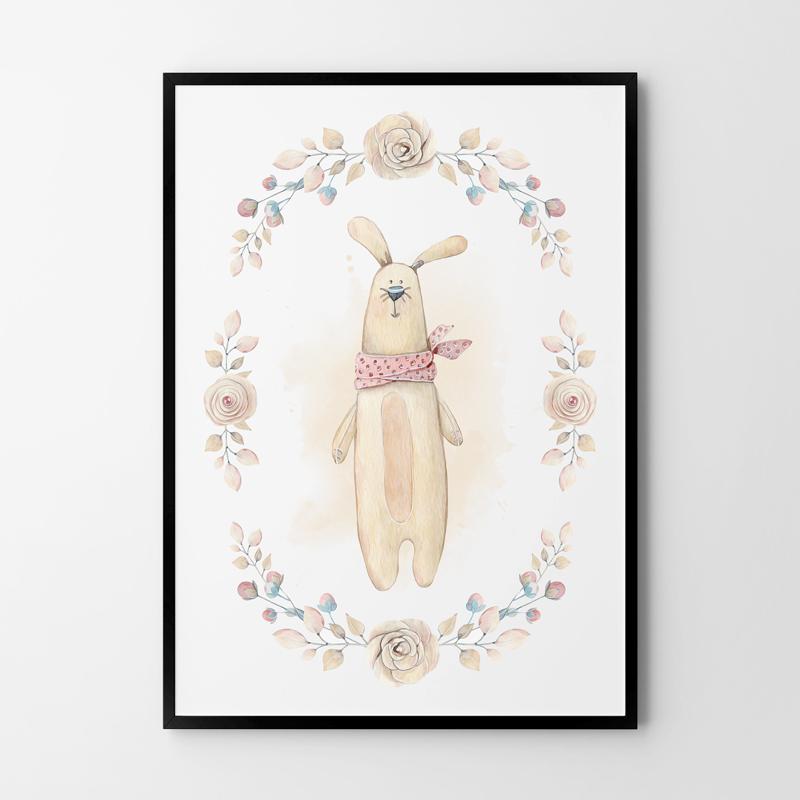 Плакат для ребенка, заяц с ушами