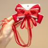 Tassel Red Bow Hair Clip Lion Embroidered Bow Headwear Children's Chinese Hairpin  Decoration