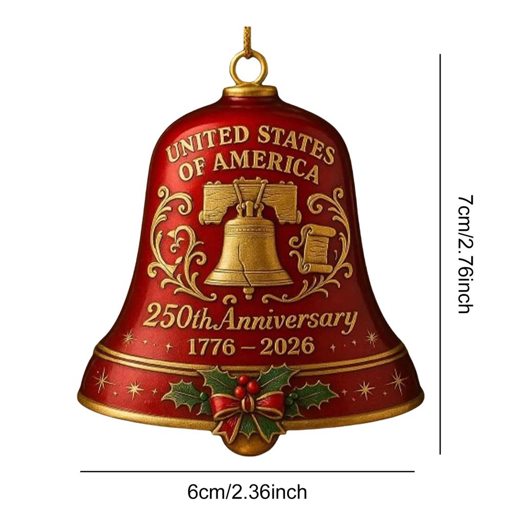 USA 250th Anniversary Bell Multi-Purpose Hanging Bell Decor Wear Resist Anniversary Bell Ornament for Patriotic Holidays